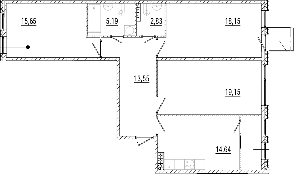 3-комнатная квартира 91.5 м², 6/9 эт., ЖК «Мануфактура James Beck»